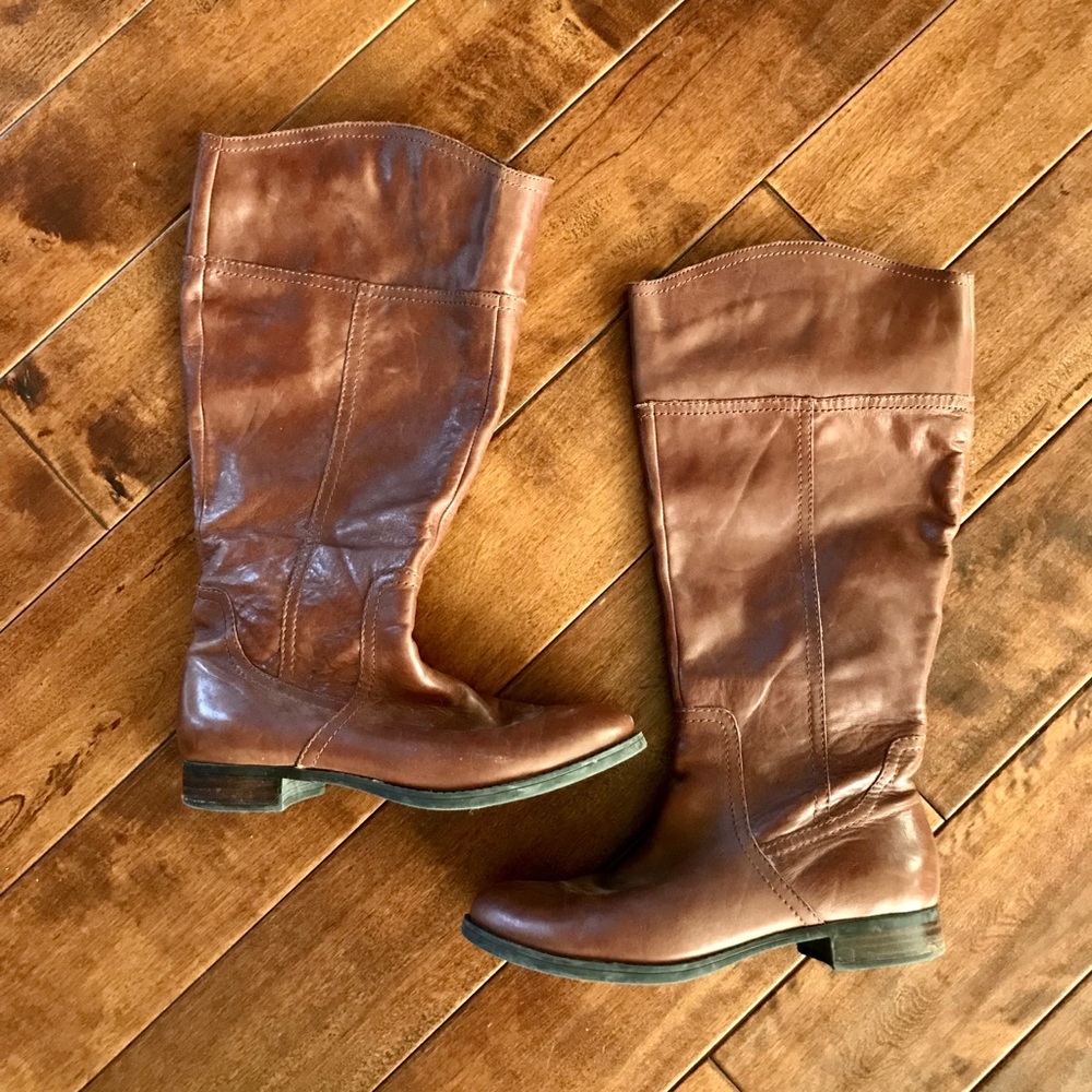 Brown leather boots